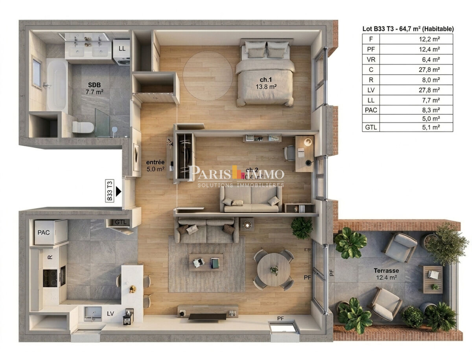 Appartement 3 pièces 65 m² · à Paris · 65 m² · 900 000 €